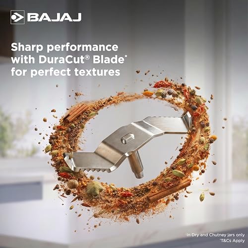 Bajaj Military Series Rex 750W 4 Jar Mixer Grinder | DuraCut Blades | 2-In-1 Function Blade In Dry Jar | 2 Yrs Warranty